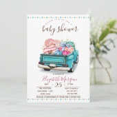 Cute Truck Sweets Zigzag Baby shower Kaart (Staand voorkant)