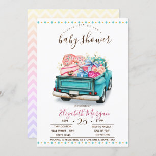 Cute Truck Sweets Zigzag Baby shower Kaart