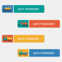 Cute Trucks Colorful Kinder Name Labels
