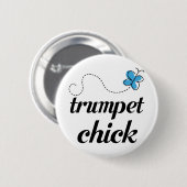 Cute Trumpet Chick Blue Ronde Button 5,7 Cm (Voorkant /achterkant)