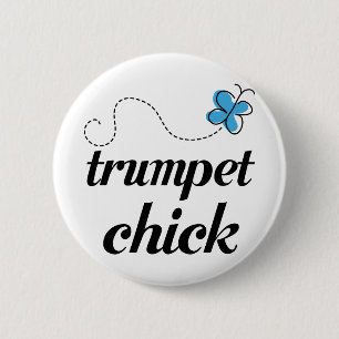 Cute Trumpet Chick Blue Ronde Button 5,7 Cm