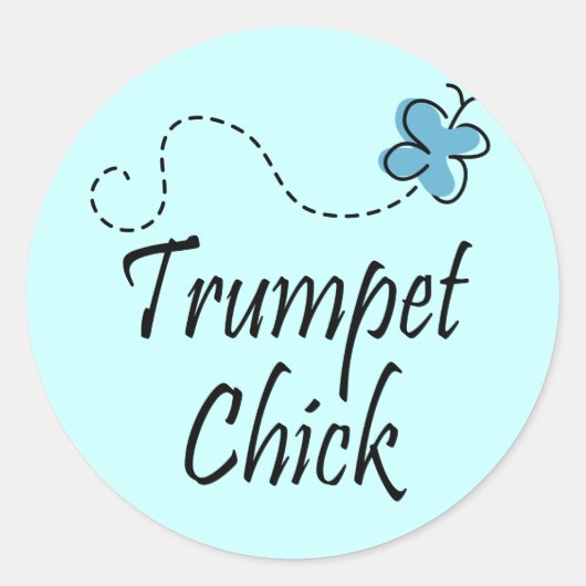 Cute Trumpet Chick Music Ronde Sticker (Voorkant)