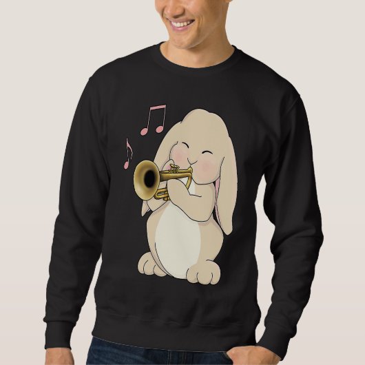 Cute Trumpet Player Bunny Rabbit Music Trui (Voorkant)