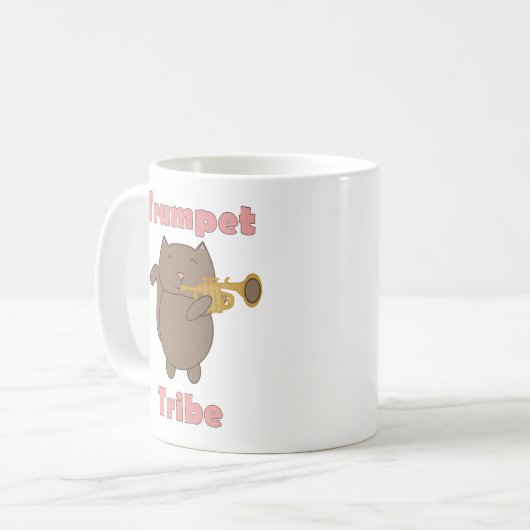 Cute Trumpet Tribe Cat Illustration Music Lover Koffiemok (Voorkant links)