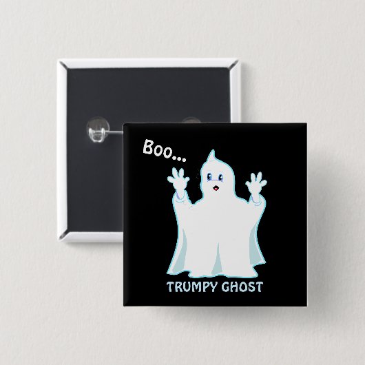 Cute Trumpy Ghost Vierkante Button 5,1 Cm (Voorkant /achterkant)