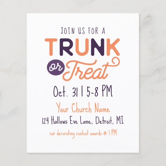 Cute Trunk of Treat Custom Halloween Flyer (Achterkant)