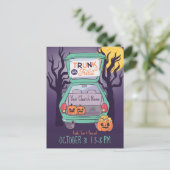 Cute Trunk of Treat Custom Halloween Invitation Briefkaart (Staand voorkant)