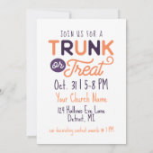 Cute Trunk of Treat Custom Halloween Invitation Kaart (Achterkant)