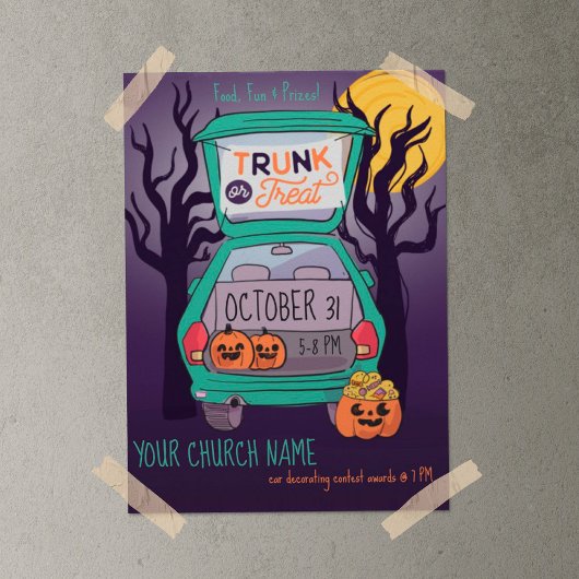 Cute Trunk of Treat Custom Halloween Poster