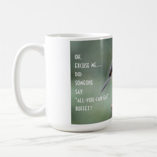 Cute Tufted Titmouse on Feeder, Funny Koffiemok (Links)