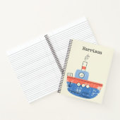 Cute Tug Boat Red Blue Illustratie Name Custom Notitieboek (Binnen)