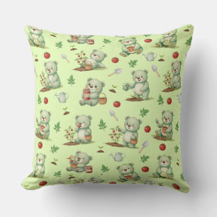 Cute Tuinbeer en Tomaat Tuin Naadloos Patroon Kussen