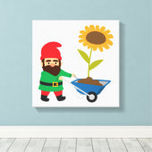 Cute tuingnomen leuk canvas afdruk (Insitu (Houten vloer))