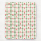 Cute Tulip Checkered Pattern | Pastel Floral Muismat (Voorkant)