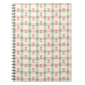 Cute Tulip Checkered Pattern | Pastel Floral  Notitieboek (Voorkant)