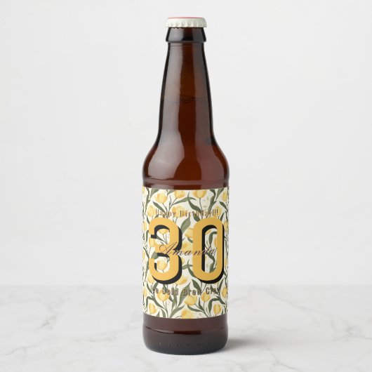 Cute Tulip Floral Birthday Present Bier Etiket (Voorkant)