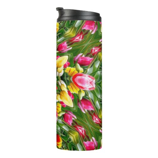 Cute tulip patroon thermosbeker (Geroteerd rechts)
