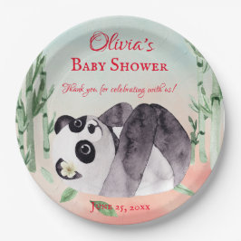 Cute Tumbling Panda Gender Baby shower Papieren Bordje