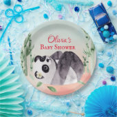 Cute Tumbling Panda Gender Baby shower Papieren Bordje (Feest)