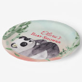 Cute Tumbling Panda Gender Baby shower Papieren Bordje (Gekanteld)