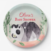 Cute Tumbling Panda Gender Baby shower Papieren Bordje (Voorkant)