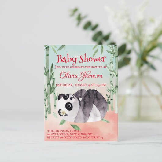 Cute Tumbling Panda Gender Baby shower Uitnodiging (Staand voorkant)
