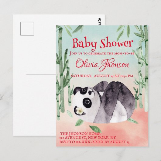 Cute Tumbling Panda Gender Baby shower Uitnodiging (Voorkant / Achterkant)