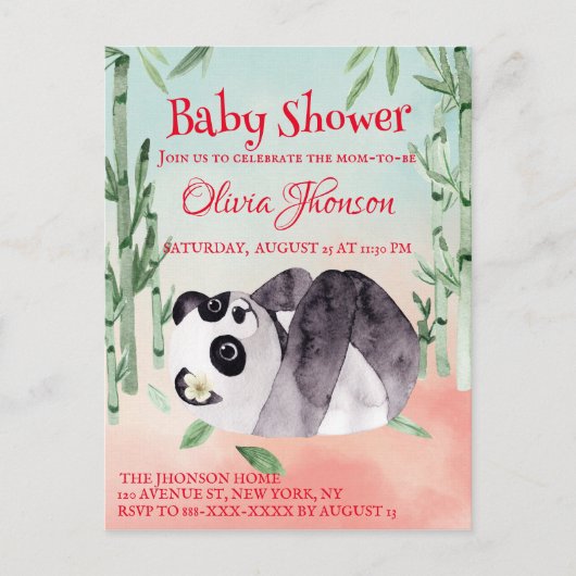 Cute Tumbling Panda Gender Baby shower Uitnodiging (Voorkant)