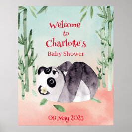 Cute Tumbling Panda Gender Baby shower Welkom Poster