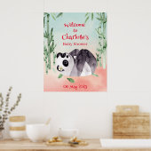 Cute Tumbling Panda Gender Baby shower Welkom Poster (Keuken)
