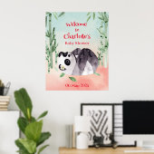 Cute Tumbling Panda Gender Baby shower Welkom Poster (Thuiskantoor)