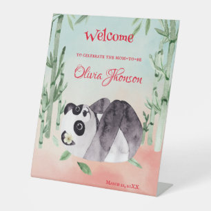 Cute Tumbling Panda Gender Baby shower Welkom Reclamebord Met Voetstuk