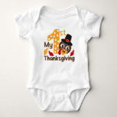 Cute Turkey 1e Thanksgiving Baby Boy Romper (Voorkant)