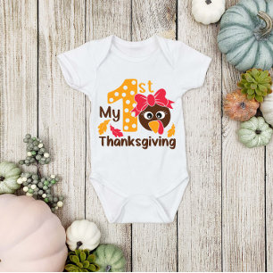 Cute Turkey 1e Thanksgiving Baby Girl Baby Romper