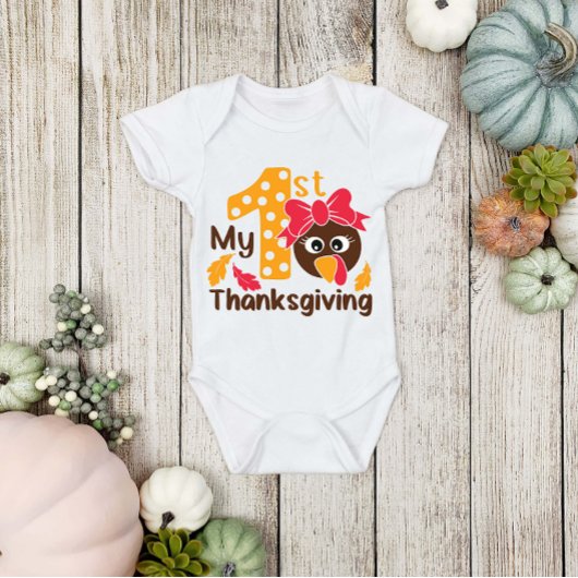 Cute Turkey 1e Thanksgiving Baby Girl Baby Romper