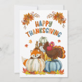 Cute Turkey and Retro Pumpkins Happy Thanksgiving Feestdagenkaart (Voorkant)