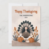  Cute Turkey Autumn Foliage  Happy Thanksgiving  Feestdagenkaart (Voorkant)