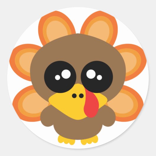 🦃 Cute turkey boy 2.0 / Thanksgiving Ronde Sticker (Voorkant)