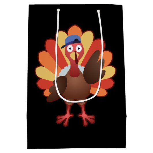 Cute Turkey Boy Gobble - Thanksgiving Gift Medium Cadeauzakje (Achterkant)
