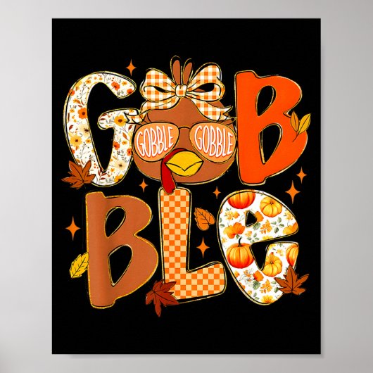 Cute Turkey Camo Happy Thanksgiving Fall Kids Boy  Poster (Voorkant)