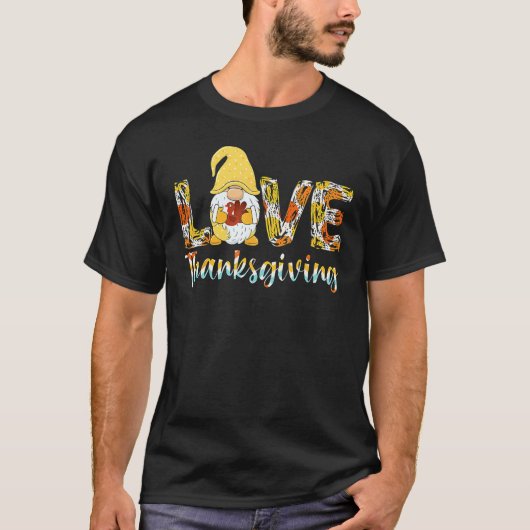Cute Turkey Day  Gnome Love Thanksgiving for Boys  T-shirt (Voorkant)