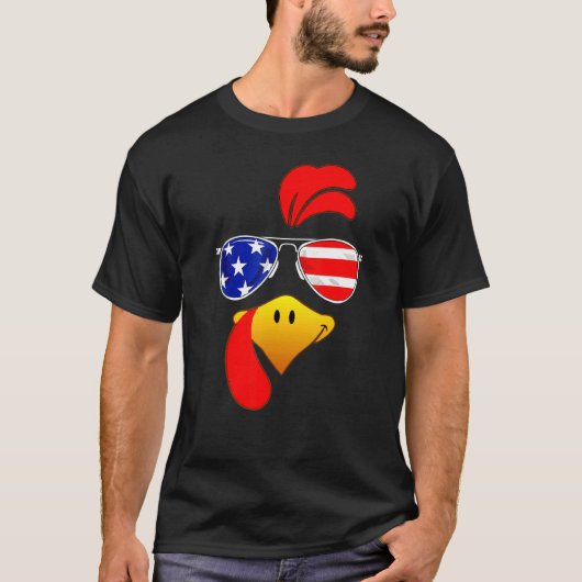 Cute Turkey Face Thanksgiving American Flag Sungla T-shirt (Voorkant)