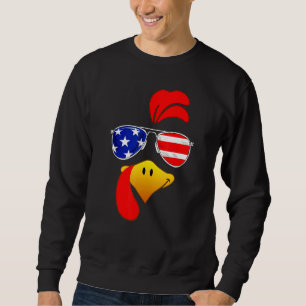 Cute Turkey Face Thanksgiving American Flag Sungla Trui