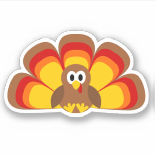 Cute Turkey Fall Colors Sticker