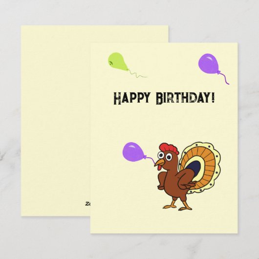 Cute turkey feestdagenkaart (Voorkant / Achterkant)