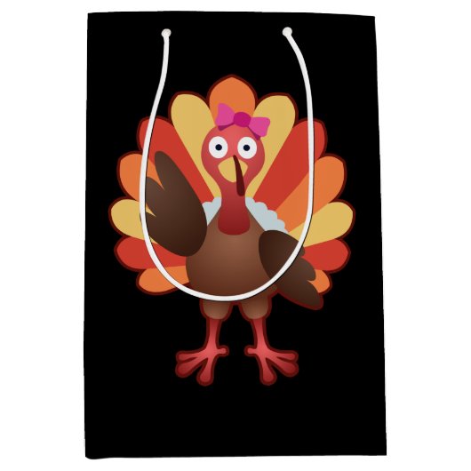 Cute Turkey Girl Gobble - Thanksgiving Gift Medium Cadeauzakje (Voorkant)