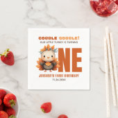 Cute Turkey Gobble Thanksgiving 1st Birthday Servet (Insitu)