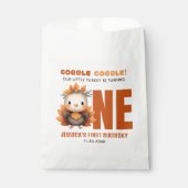 Cute Turkey Gobble Thanksgiving Fall 1st Birthday  Bedankzakje (Voorkant)