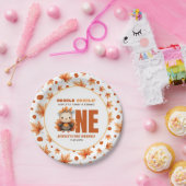 Cute Turkey Gobble Thanksgiving Fall 1st Birthday Papieren Bordje (Feest)