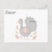 Cute Turkey Happy Thanksgiving Briefkaart (Achterkant)